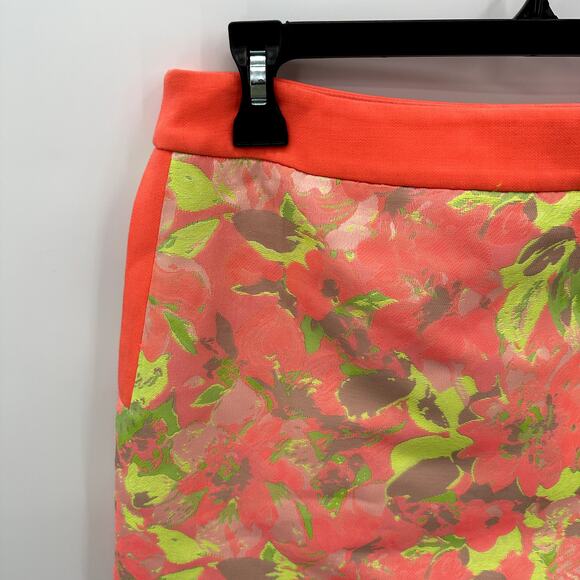 TED BAKER NWT Keleche Neon Coral Jacquard Wrap Skirt // 2 - Picture 4 of 11